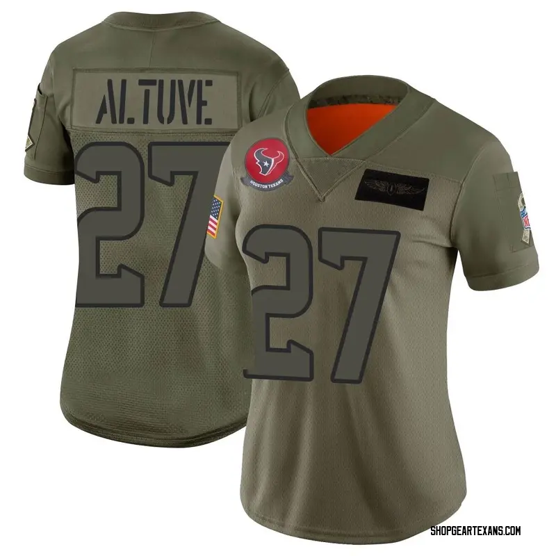 Nike Houston Texans No27 Jose Altuve Camo Women's Stitched NFL Limited 2019 Salute to Service Jersey