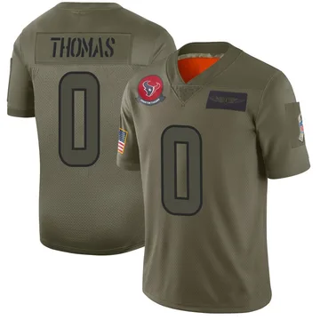 Youth Nike Houston Texans Zach Thomas Camo 2019 Salute to Service Jersey - Limited